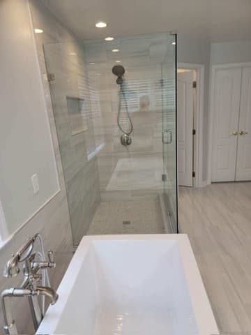 Freestanding tub and walk-in shower renovation Northern Virginia