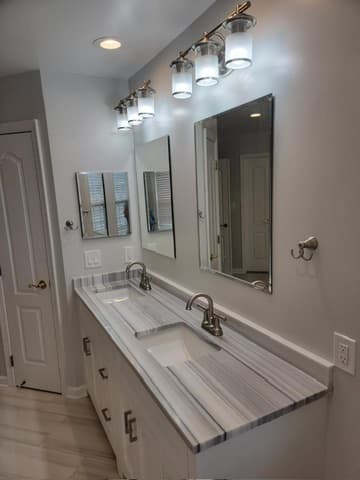 Custom double vanity with quartz countertop