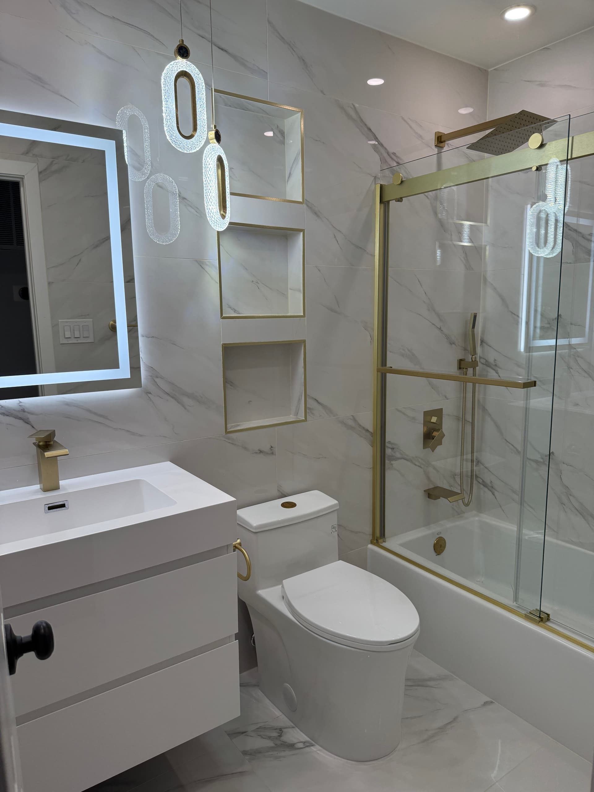 Complete master bathroom renovation with freestanding tub and walk-in shower in Northern Virginia