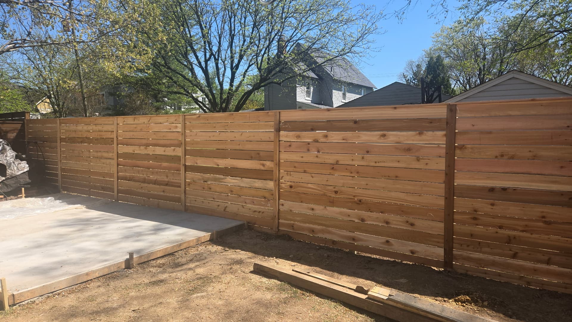 Cedar privacy fence full run installation Northern Virginia