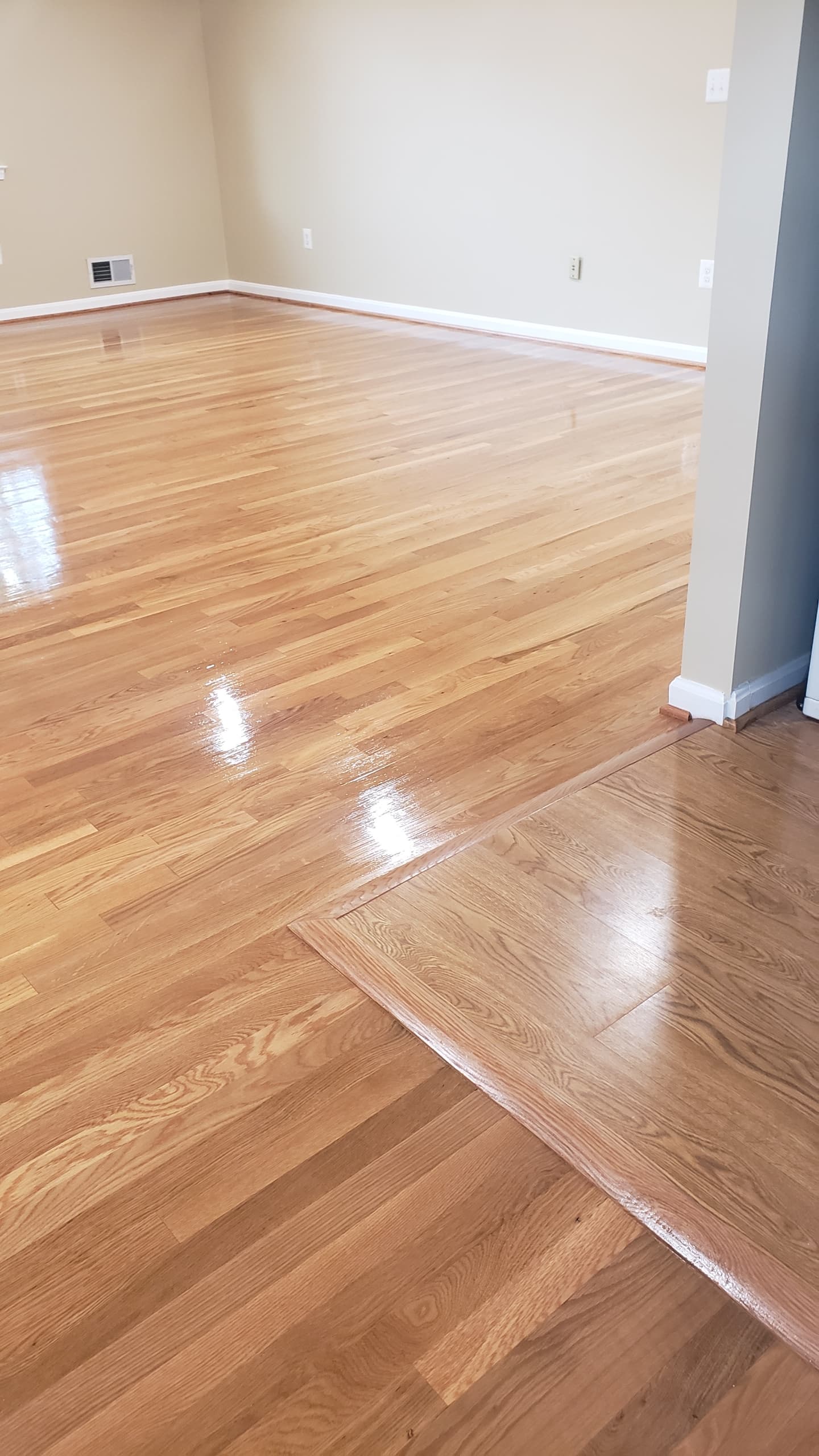 Polished red oak hardwood floor installation Northern Virginia