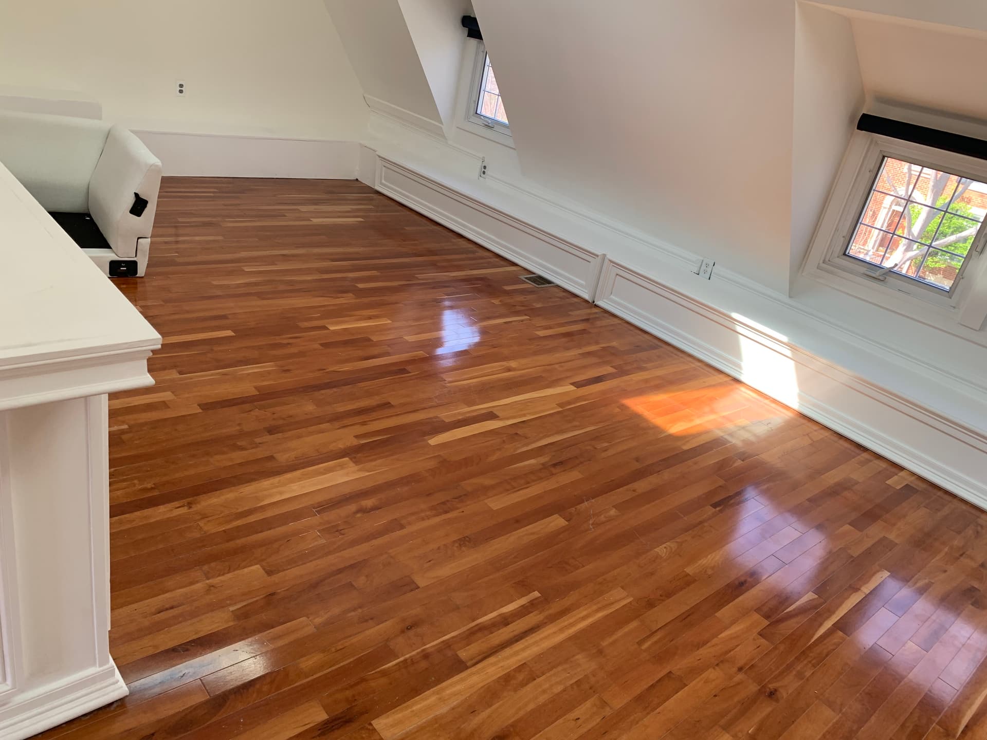Polished hardwood loft floor installation Northern Virginia