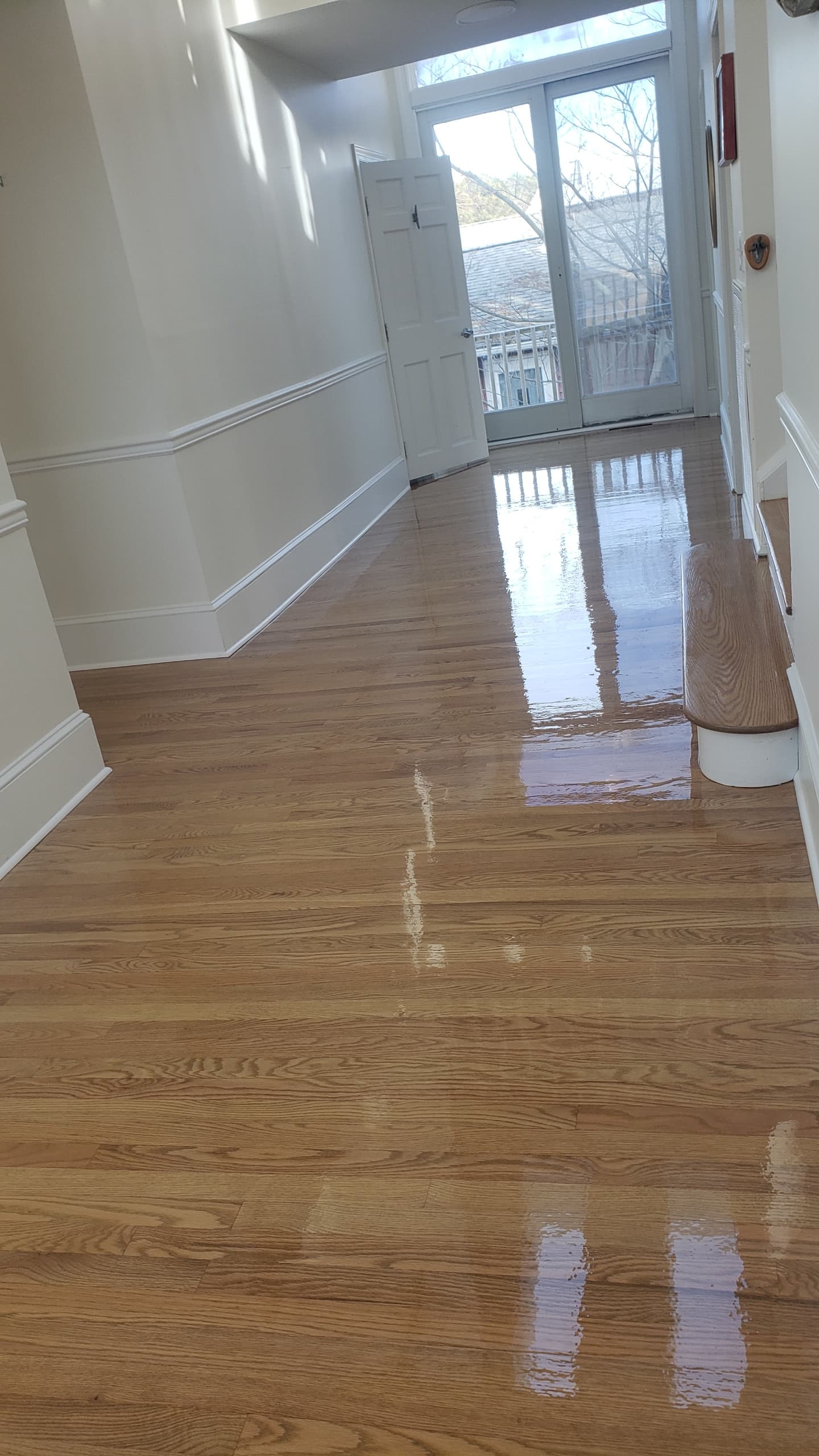 Gleaming hardwood hallway with fresh finish by Ventura Home Improvement