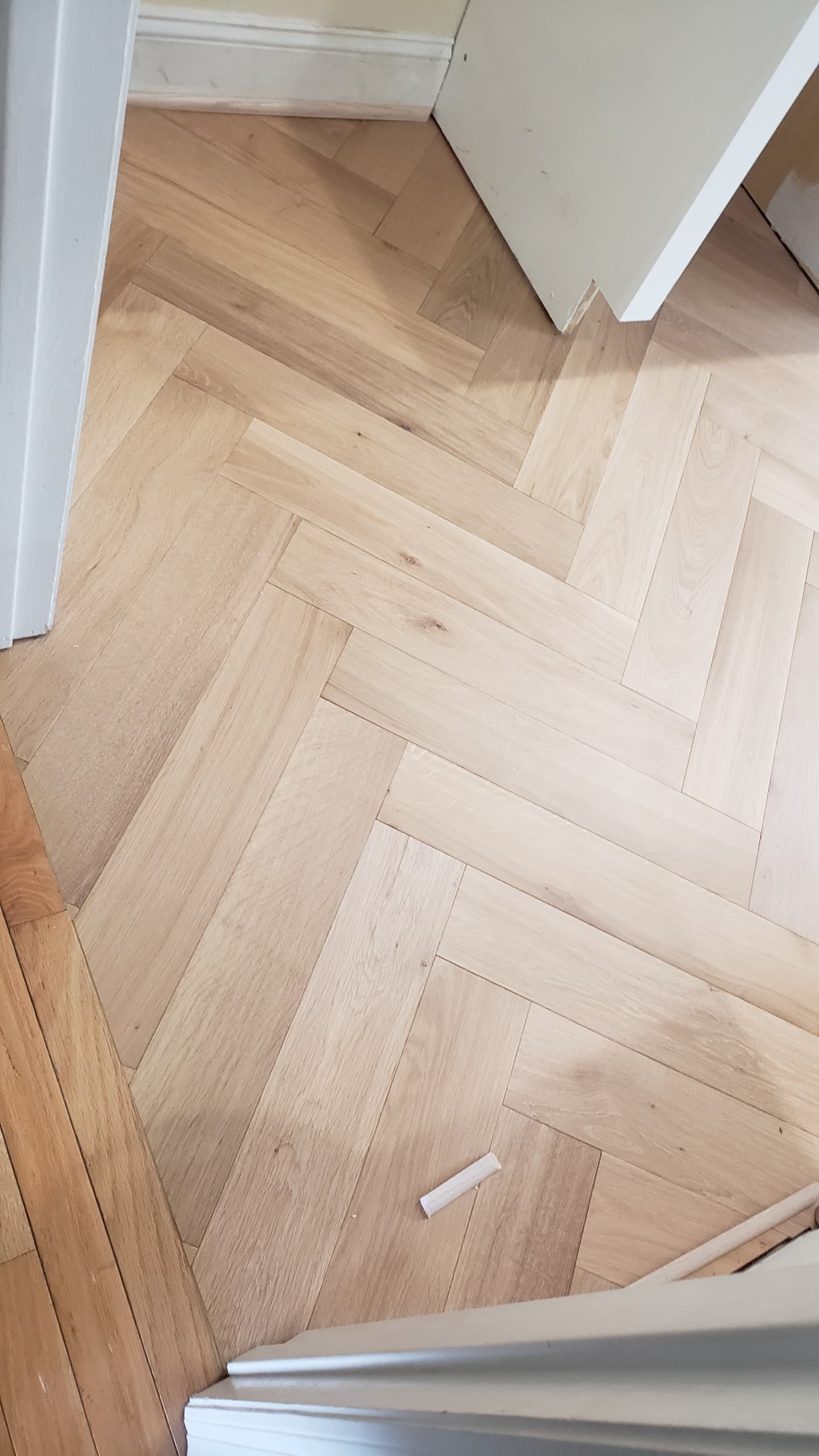 Herringbone pattern hardwood floor installation Northern Virginia
