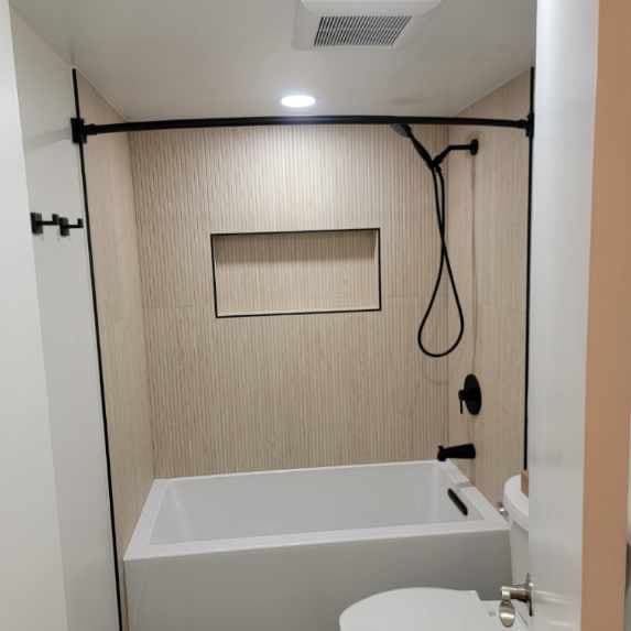 Pale tile custom shower renovation Northern Virginia
