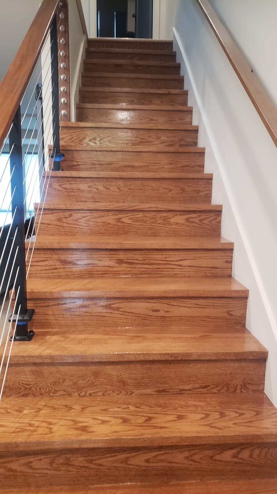 Oak staircase renovation with iron balusters Northern Virginia