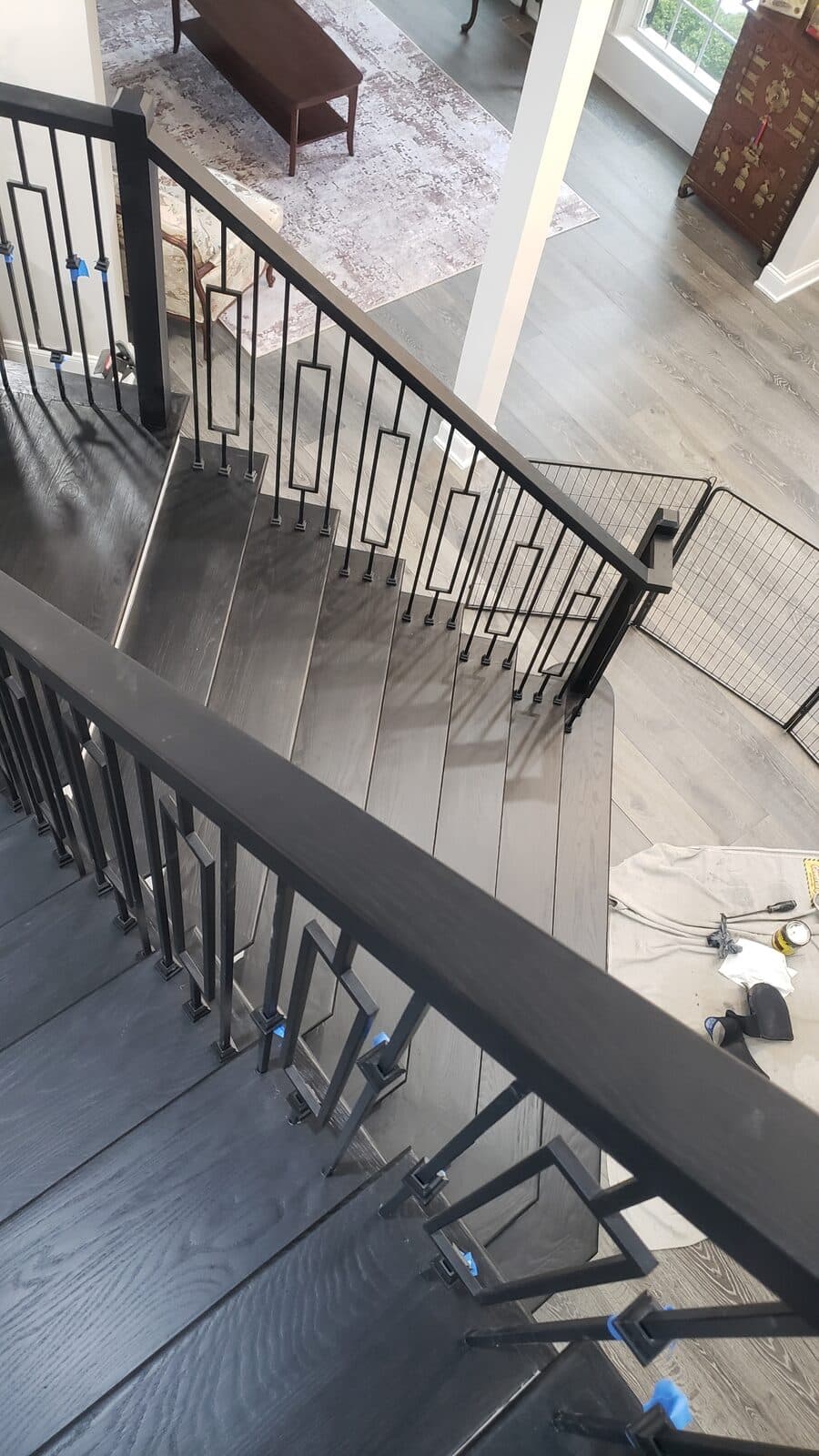 Full staircase remodel dark hardwood Northern Virginia