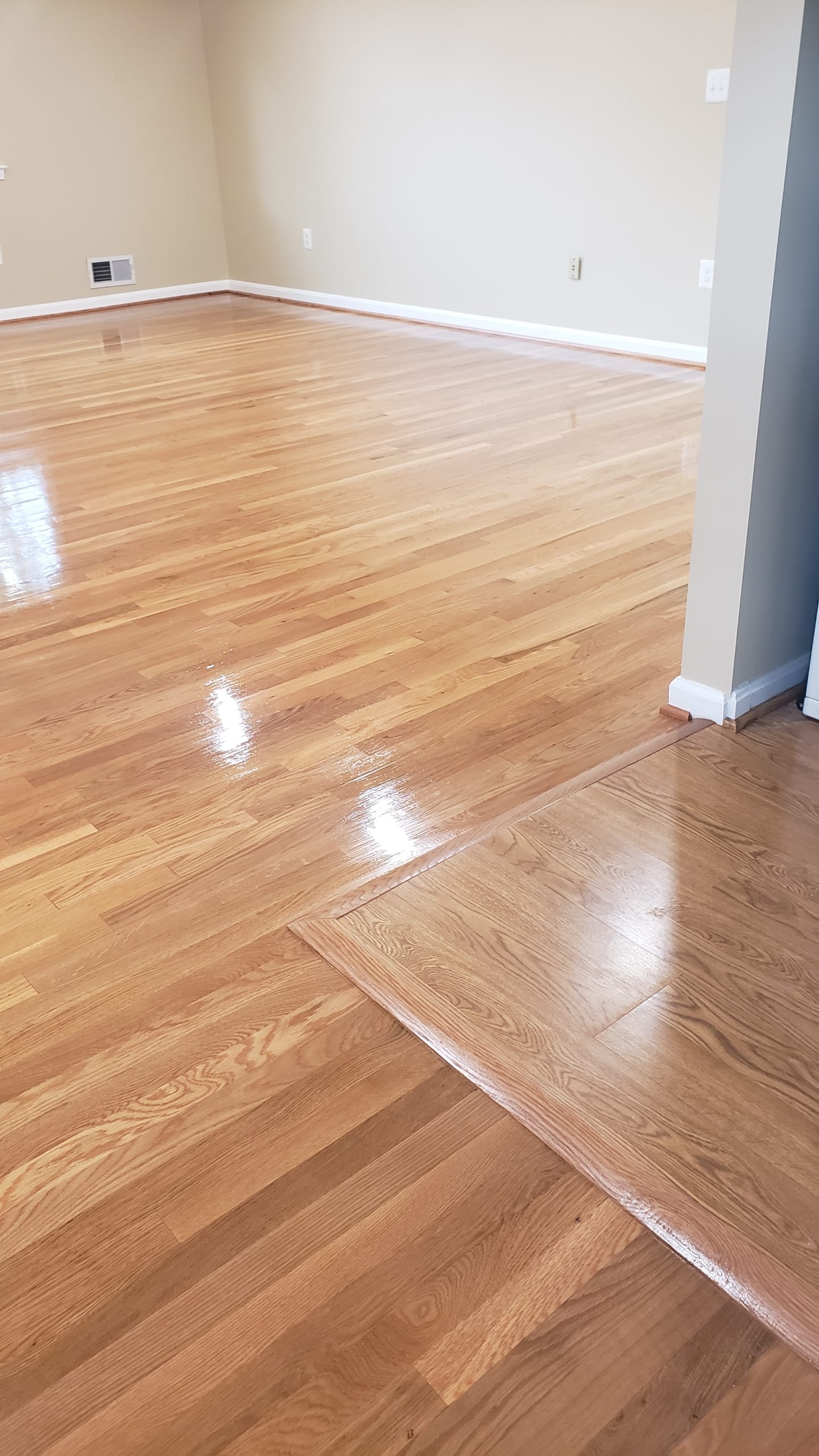 Polished red oak hardwood floor installation Northern Virginia