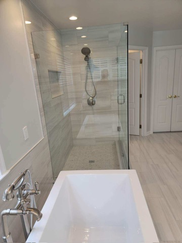 Freestanding tub and walk-in shower renovation Northern Virginia