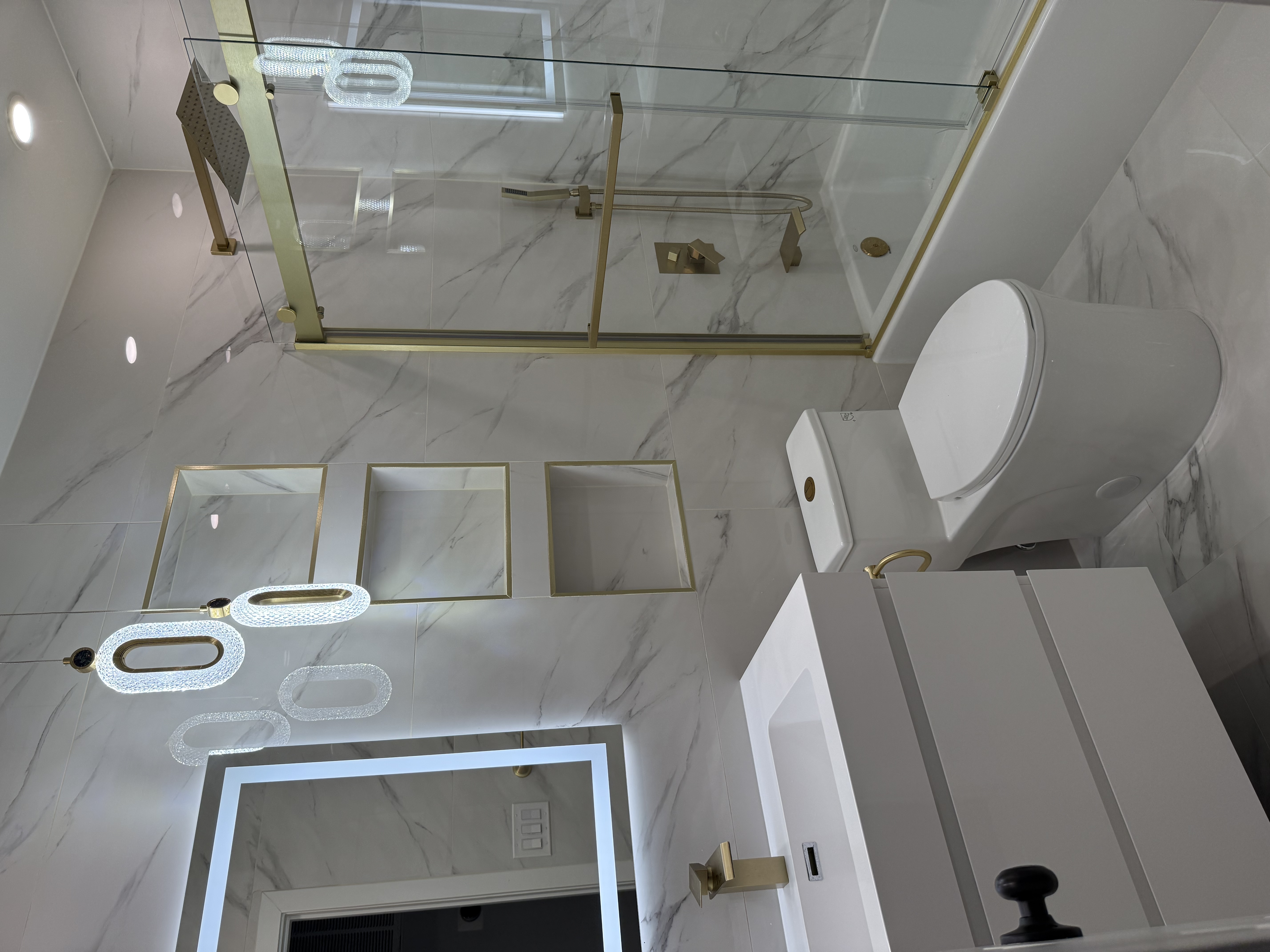 Complete master bathroom renovation — freestanding tub and walk-in shower