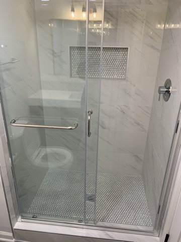 Custom shower build with large format tile Northern Virginia