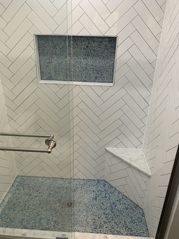 Large format tile shower build by Ventura