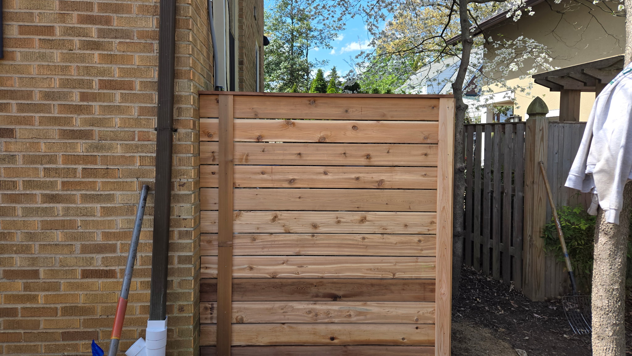 Cedar fence panel detail showing natural grain and finish