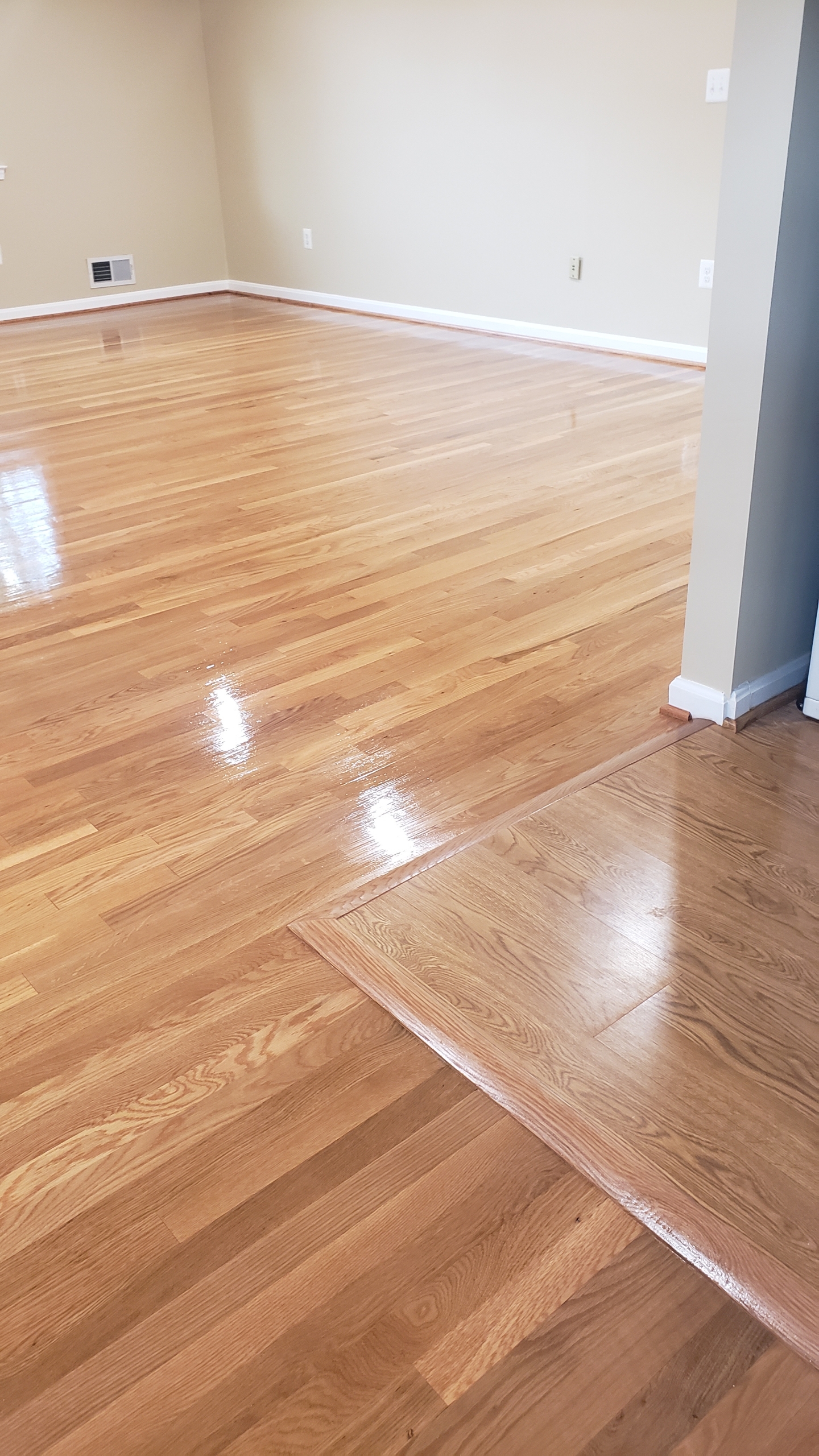Polished red oak hardwood floor installation Northern Virginia