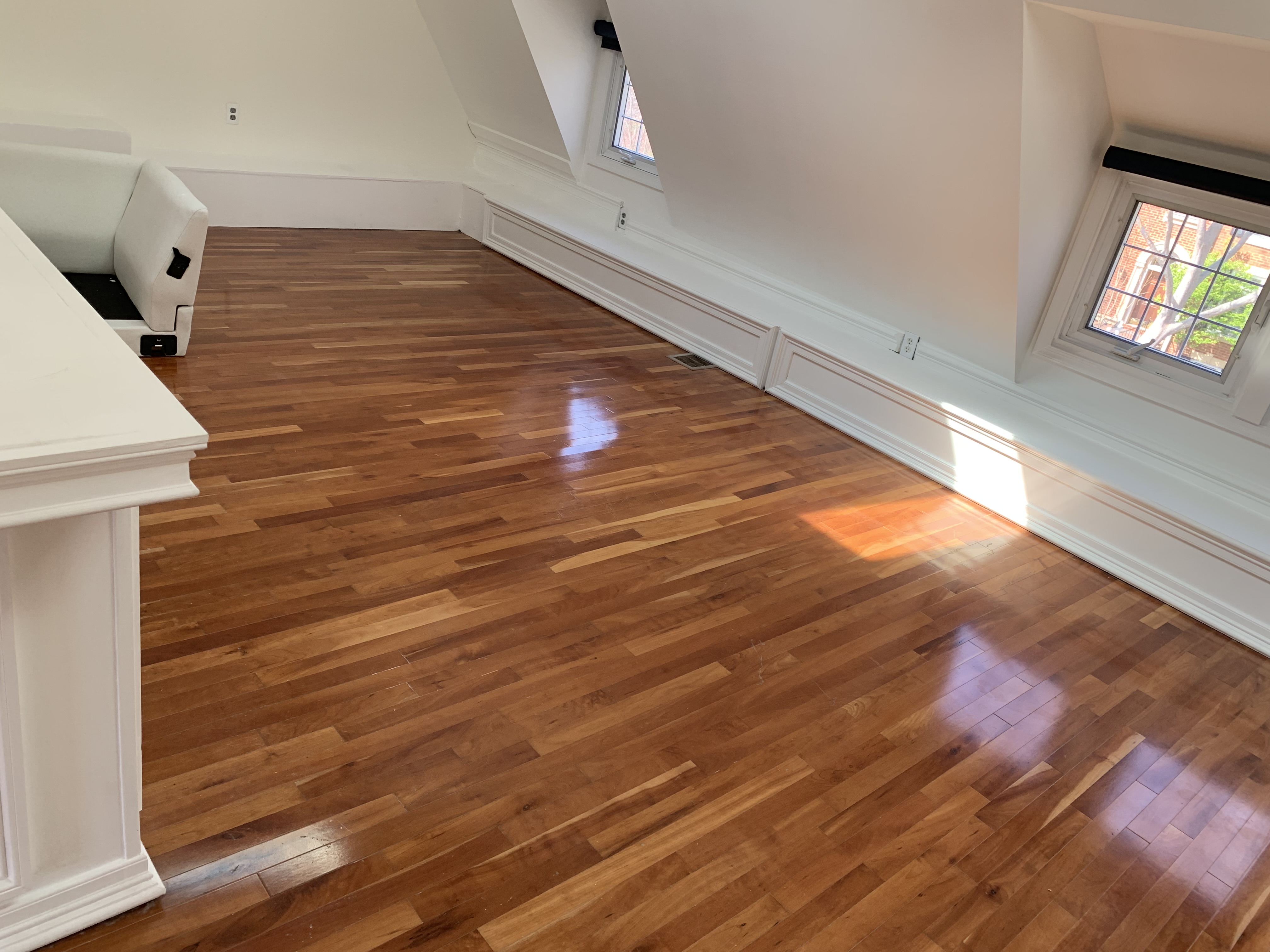 Polished hardwood loft floor installation Northern Virginia