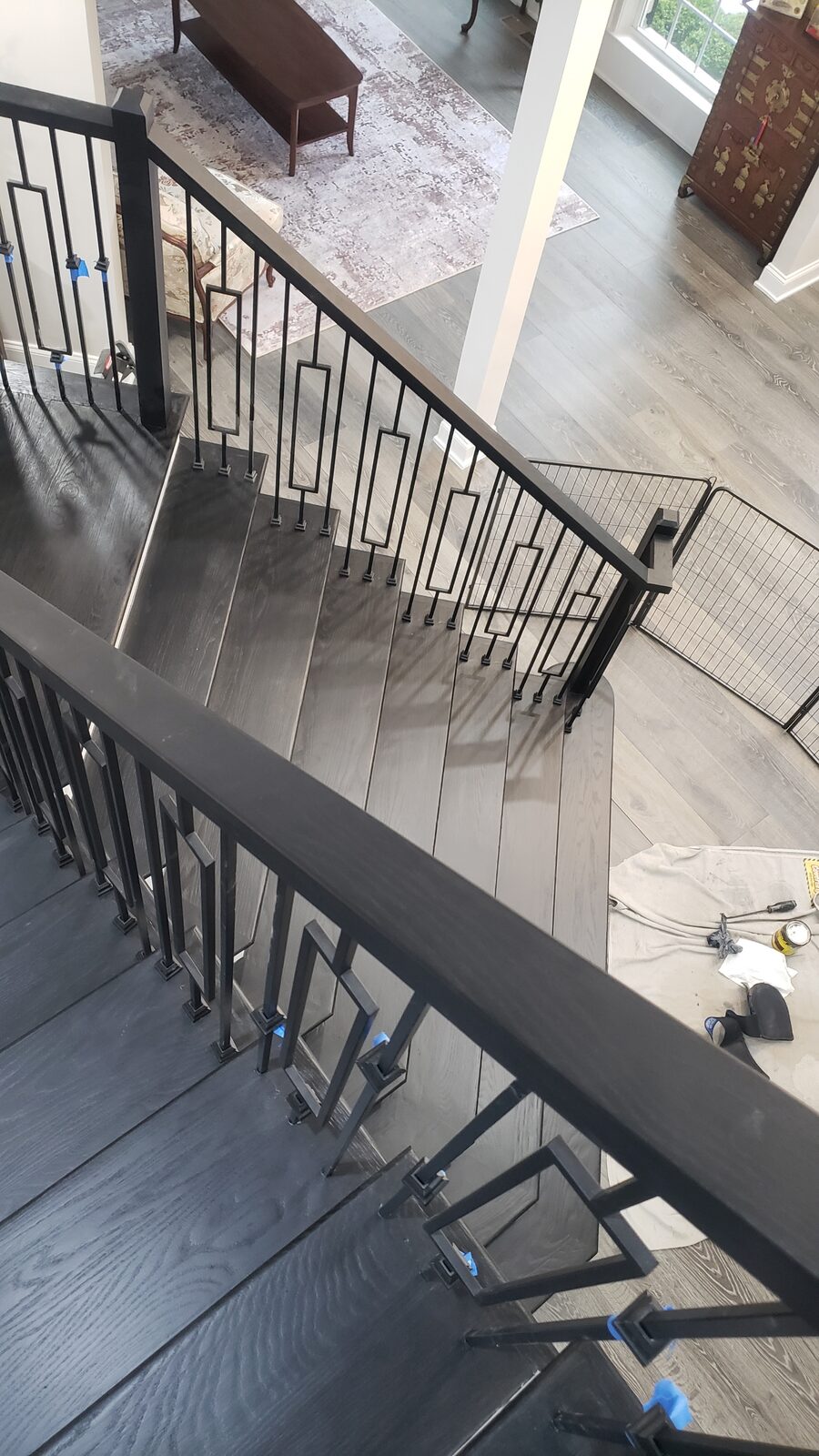 Full staircase remodel dark hardwood Northern Virginia